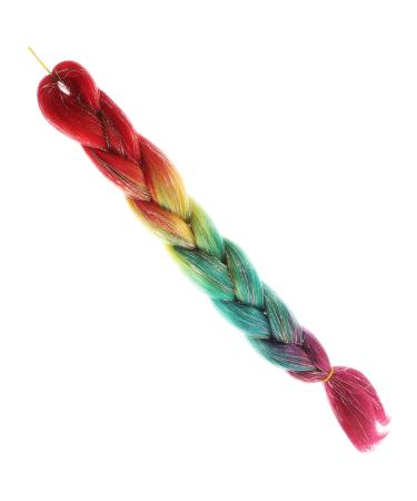 minkissy Dreadlocks Wig Colored Wigs Rainbow Hair Tinsel Rainbow Hair Extensions Rainbow Braiding Hair Pre Stretched Hair Braiding Hair for Braiding High Temperature Wire Hair Piece Flash