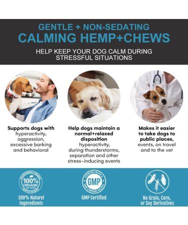 Hemp Dog Calming Treats | Helps with Dog Anxiety Barking Stress Relief Fear Thunderstorm Travel Issues | Natural Dog Calming Product | Hemp Chews Dog Food Anxiety Relief Calming Treats - Buy Online on GoSupps.com