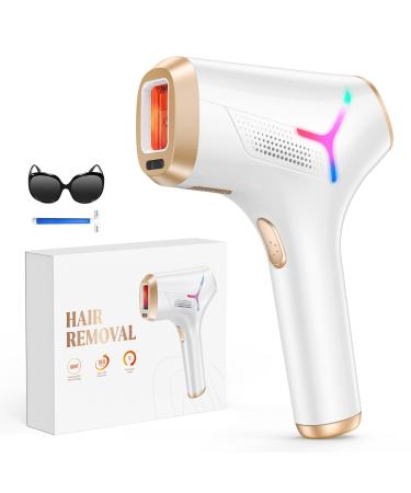Hikyskin Laser Hair Removal Device - Enhanced Hair Free Results IGBT IPL Hair Removal with RGB Light At-Home 3-in-1 Laser Hair Remover for Women and Men Light White