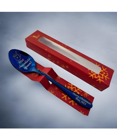 Premium Hot Chocolate Spoon with Christmas 2023 Gift Box - 15cm Size - Available in Silver Gold Rose Gold Black Blue Rainbow and Purple - Holiday xnas Gift - Buy Online on GoSupps.com