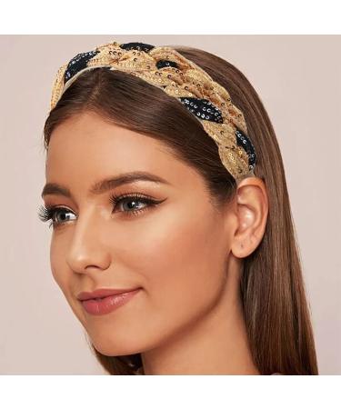 Roncidy Gold Sequins Wide Headband - Fashionable Elastic Hair Hoop for Women & Girls - Buy Online on GoSupps.com