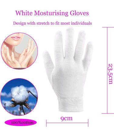 100% Cotton Eczema Gloves - 6 Pairs for Moisturizing & Bedtime, White Premium Quality for Dry & Sensitive Skin - Spa Therapy Treatment - Buy Online on GoSupps.com