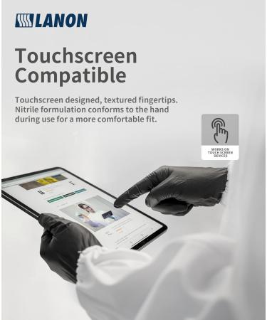 LANON 6-mil Black Nitrile Disposable Gloves XL (Pack of 100) - Food-Safe, Powder-Free, Heavy-Duty, Textured Fingertips - Latex-Free - Buy Online on GoSupps.com
