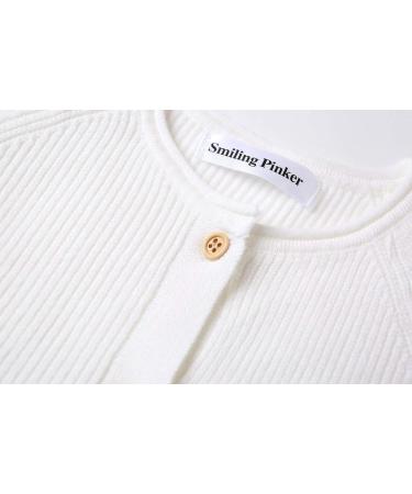 Smiling Pinker Toddler Girls Knit Cardigan - Soft & Warm Sweater with Pockets | 2-3 Years (White) - Buy Online on GoSupps.com