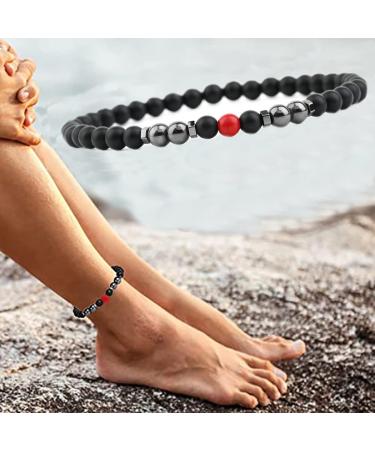 Magnetic Foot Chain - 8.3 Inner Size 6mm Black Frosted & Red Stone 2 Pack - Remove Static Electricity & Improve Sleep - Buy Online on GoSupps.com
