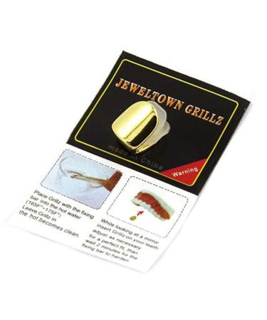 2pcs Golden Single Tooth Fangs Hip Hop Grills Set - Top & Bottom Dental Veneers - Buy Online on GoSupps.com