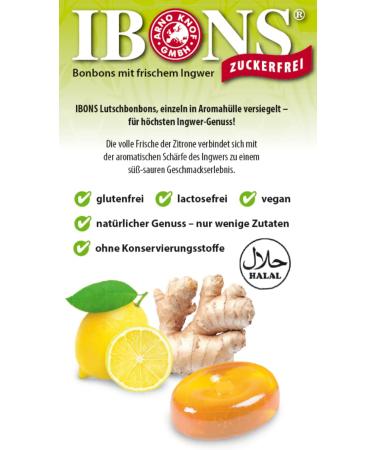 Buy IBONS Sugar-Free Lollipops 75g - Ginger Lemon Flavor | International Shipping - Buy Online on GoSupps.com