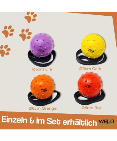 Wepo Ball with Cord - Orange Rubber Dog Toy for Large Dogs | Spinning & Throwing Toys | Dental Care Function | Ideal for Garden Play - Buy Online on GoSupps.com