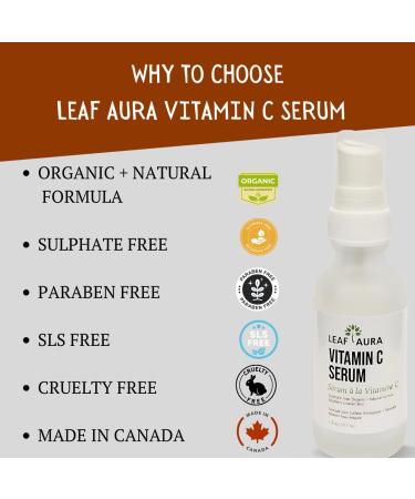 Organic Vitamin C Serum - Sulphate-Free Natural Formula for Brightening Uneven Skin - Made in Canada - 29.5ml - Buy Online on GoSupps.com