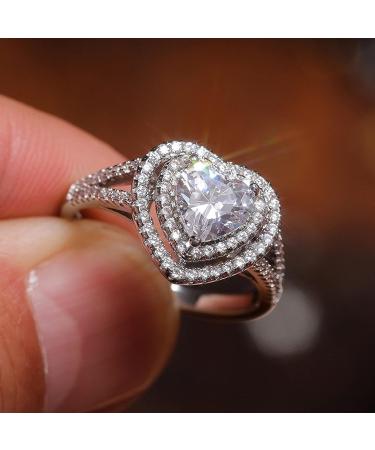 Vsoruln 925 Sterling Silver Diamond Heart Ring | 18K Gold Cocktail Ring | Cubic Zirconia Wedding Band for Women - Buy Online on GoSupps.com