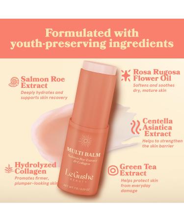 LE GUSHE All-in-One Face Balm Stick - Under Eye Brightener Anti-Aging Under Eye Balm Stick with Salmon Roe Extract & Collagen - For Fine Lines & Wrinkles - Use on Face Forehead Neck - Buy Online on GoSupps.com