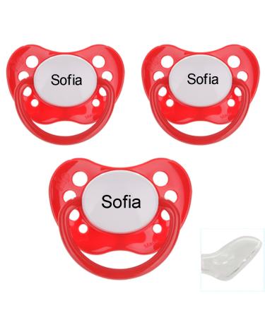 Babysutten Nip pacifier with name red (pack of 3) silicone anatomical size 2. Size 2 red