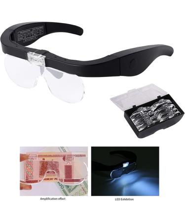 Head-Magnifier Glasses with 2 LED Lights USB-Charging Magnifying Eyeglasses for Reading Jewelry Craft Watch Repair Hobby Hands Free Magnifier for Reading Books Small Gift - Buy Online on GoSupps.com