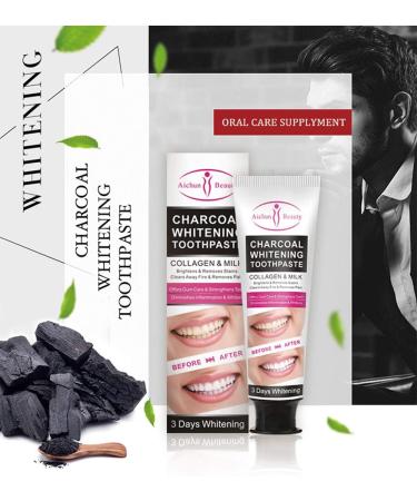 AICHUN BEAUTY Charcoal Toothpaste for Stains & Yellow Teeth - 3 Day Collagen Formula 100ml - Shine Bright - Buy Online on GoSupps.com