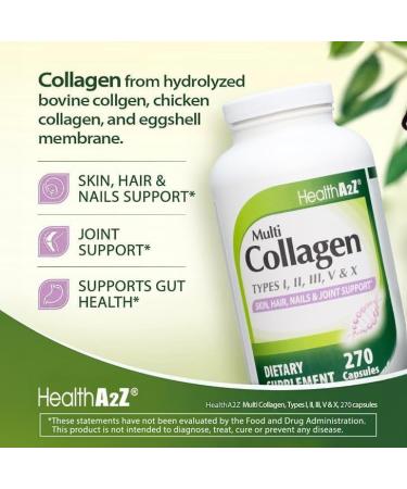 HealthA2Z Mega Savings Bundle - Bismuth Subsalicylate 262mg (100 Tablets) & Multi Collagen Pills 1735 mg (270 Collagen Capsules) - Buy Online on GoSupps.com