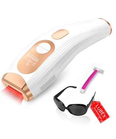 3 in 1 IPL Hair Removal Device HR/SC/RA 600NM Laser Hair Remover System 9 Energy Levels 999 900 Flash - Perfect for Women Men Armpits Legs Body A-white-gold