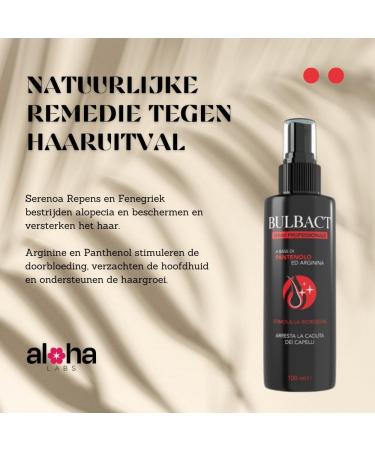 Aloha Labs Bulbact Spray AntiHair Loss and Hair Growth Stimulator Firming Treatment for the Scalp With Serenoa Repens Fenugreek Arginine and Panthenol 100ML - Buy Online on GoSupps.com