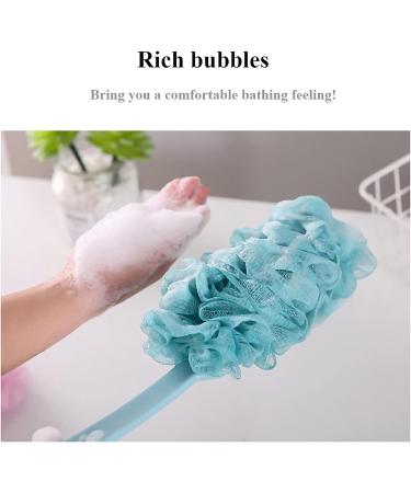 Shower Back Scrubber with Handle - PE Soft Mesh Luffa Sponge for Men & Women - Bath Brush Cyan - Buy Online on GoSupps.com