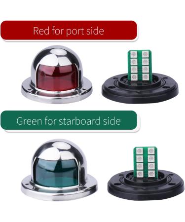 ManuMarine LED Boat Navigation Lights - Stainless Steel Side Lights for Pontoons, Small Boats - Red and Green Bow Lights for Port and Starboard - Buy Online on GoSupps.com