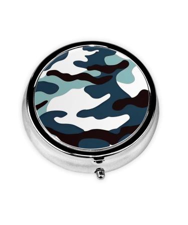 Marine Camouflageround Pill Box 3 Compartment Round Pill Box Organizer Portable Travel Pill Box for Traveling.