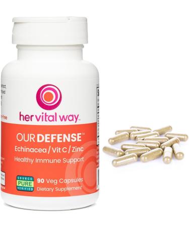 her vital way Our Defense Immune Support Supplement - Echinacea Vitamin C and Zinc Supplement - Premium Immune Booster for Adults (90 Vegetarian Capsules) - Buy Online on GoSupps.com