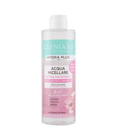 CLINIANS HYDRA PLUS anti-stress active micellar water for dry or sensitive skin with mallow extract 400 ml