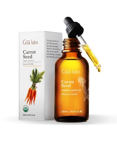 Gya Labs Organic Carrot Seed Carrier Oil (1.02 oz) - Soothing, Moisturizing and Nourishing Carrot Seed 1.02 Fl Oz (Pack of 1)