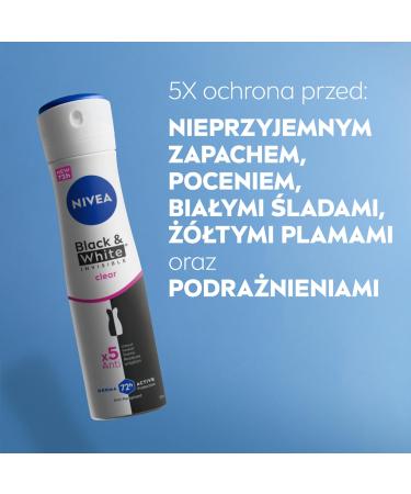 Nivea Womens Deodorant Clear Spray Invisible For Black & White 150 Ml 4.95 Fl Oz (Pack of 1) - Buy Online on GoSupps.com