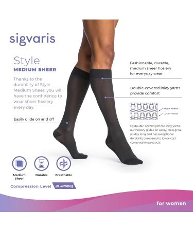 Buy SIGVARIS Women’s Medium Sheer 750 Closed Toe Calf-High Socks 20-30mmHg - Natural Beige - International Shipping Available - Buy Online on GoSupps.com