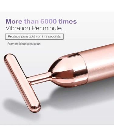 24k Golden Pulse Facial Massager - T-Shape Electric Face Massage Tool for Sensitive Skin - Rose Gold - Buy Online on GoSupps.com