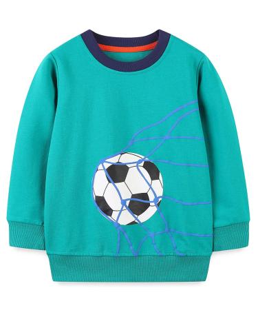 Boys Sweatshirt for Kids Dinosaur Jumper Cotton Casual Top Long Sleeve Pullover T-Shirt Toddler Girls Shirts Baby Clothes 1-8 Years 5-6 Years Football