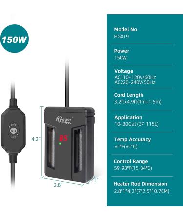 Hygger 150W Aquarium Heater | Submersible Double Quartz, Explosion-Proof for 1030 Gallon Freshwater & Saltwater Tanks - Buy Online on GoSupps.com