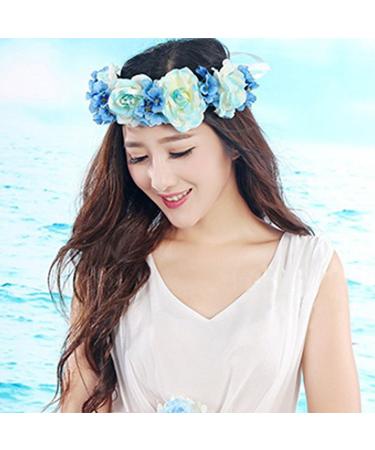 Artificial Hair Bands - Blue Simulation Rose Headband for Party & Wedding Accessories (1 Piece) - Buy Online on GoSupps.com