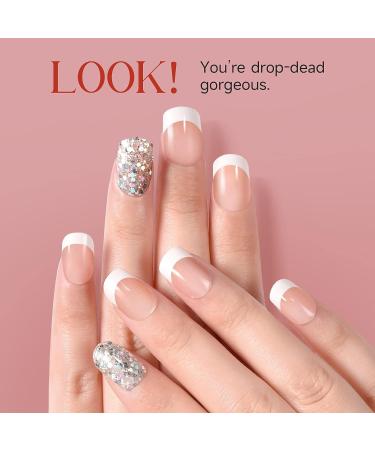 LitBear French Manicure Press On Nails Kit - 60 Pcs, Pre-Applied Jelly Glue, Salon-Quality Results in Minutes, Long-Lasting, 12 Sizes for Women - Buy Online on GoSupps.com