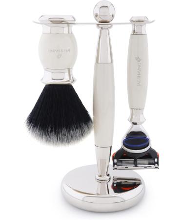 JAG 4-Piece Shaving Razor Set | Lee Range | Black Synthetic Brush 5 Edge Shaving Plane Bowl & Rack | Ivory Gift Set for Men - International Shipping Available - Buy Online on GoSupps.com