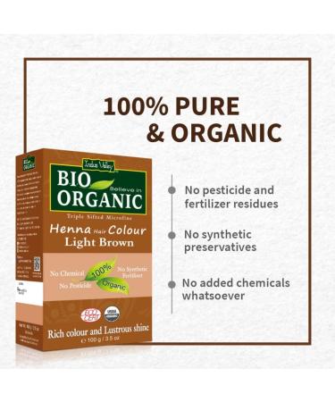 Henna Hair Dye Light Brown 100% Bio Organic Triple Sifted Microfine Powder (Product Box May Differ From Image ECO Cert & USDA Organic) - Buy Online on GoSupps.com