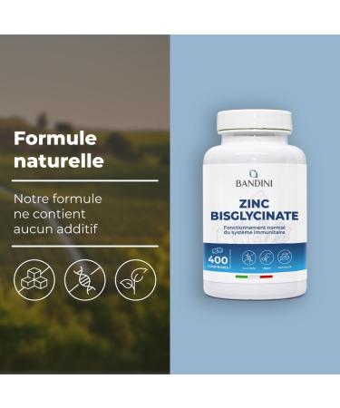Bandini Zinc Bisglycinate 400 Comprim s V g taliens (13 mois) - Zinc pur Antioxydant Haute biodisponibilit - Pour Peau Cheveux Ongles Vue et Syst me Immunitaire - Haute Absorption Vegan Sans OGM - Buy Online on GoSupps.com