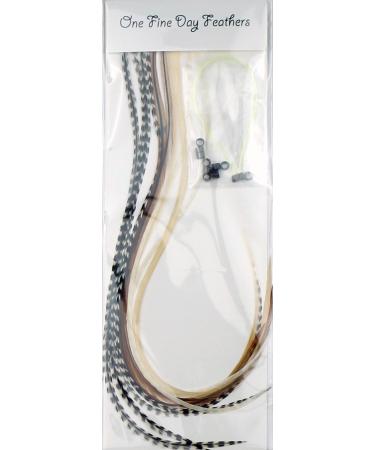 10 feather hair extensions real feathers 22-28 cm with rings/loops (Mixed Naturals)