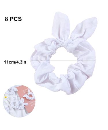 Mrriyai White Hair Tie Scrunch - 8 Elastic Ponytail Holders for Women & Girls | Stylish Hair Accessories - Buy Online on GoSupps.com