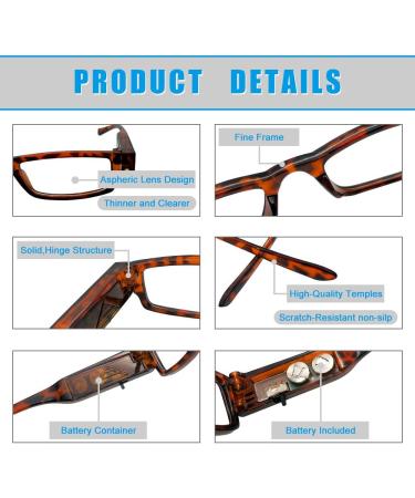 Buy LED Reading Glasses for Men & Women - Magnifying Eyewear with Light Compact & Unisex +4.0 Magnification - Buy Online on GoSupps.com