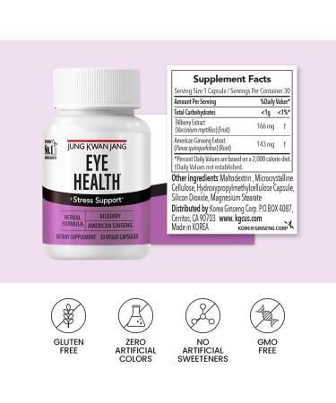 JungKwanJang Eye Health Herbal Formula with Bilberry & American Ginseng - Vision Care Reduced Eye Strain Cognitive Support - 30 Day Supply(30 Capsules) - for Men and Women - Buy Online on GoSupps.com