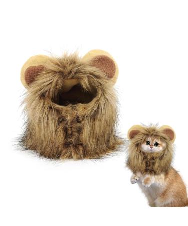 Khsgewr sweet lion costume lion hair headgear for small dog and cats lion mane with ears for cats small dogs or puppies for Halloween parties with a neck circumference of 26 to 32 cm