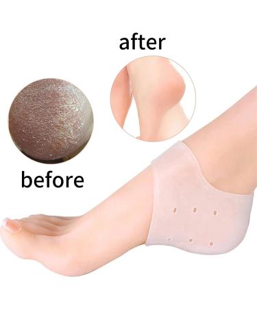 Silicone Heel Protectors 4Pcs - Plantar Fasciitis Relief Gel Heel Cups for Men & Women - Ankle Sleeves for Blisters - White - Buy Online on GoSupps.com