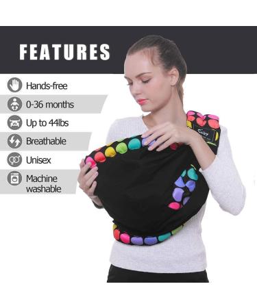 CUBY Baby Carrier Sling | Natural Cotton Adjustable Wrap for Newborn Comfort | Nursing Infant Toddler Carrier | Black Polka Dot - Buy Online on GoSupps.com