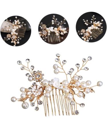 FRCOLOR Pearl Comb Gold Headpiece Hair Combs for Wedding Bridal Headdress Prom Tiara Girl Hair Accessories Pearl Hair Clips Bride Wedding Hair Comb Bridal Headpieces for Wedding Alloy - Buy Online on GoSupps.com