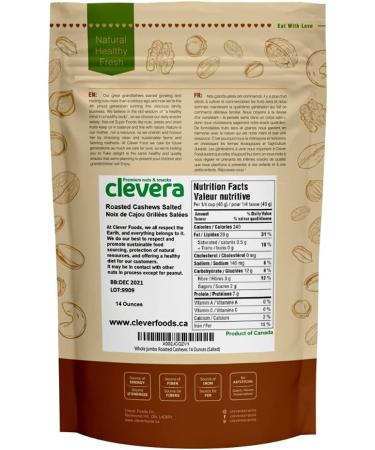 Clevera Whole Jumbo Roasted Cashews 10 Ounces (Salted) - Buy Online on GoSupps.com