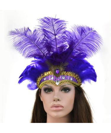 FRCOLOR Feather Headband Vintage Fascinator Carnival Headpiece Party Masquerade Pageant Show Headdress (Purple) - Buy Online on GoSupps.com