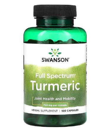 Swanson - Full Spectrum Turmeric - Turmeric Capsules | Supports Joint & Skin Health, Antioxidant Effect - 720mg - 100 Capsules