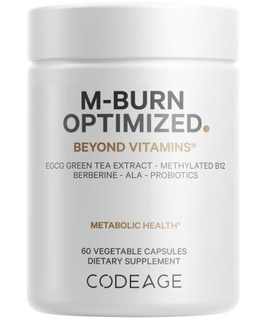 Codeage M-Burn Optimized Supplement - Decaffeinated Green Tea Std. to 50% EGCG Berberine Akkermansia Vitamin B12 - Probiotics - Vitamins - 60 Capsules
