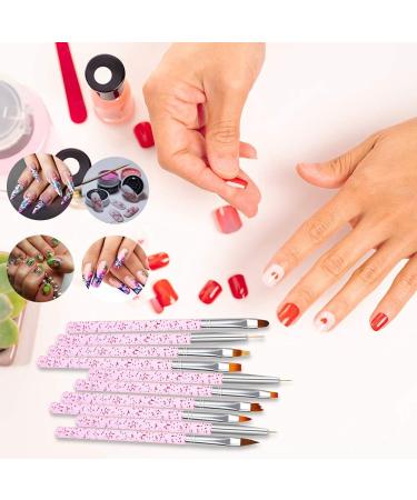Voarge 10-Part Nail Brush Set - Art Painting & Drawing Brushes for UV Gel & Acrylic Nails - Pink Nail Art Accessories - Buy Online on GoSupps.com